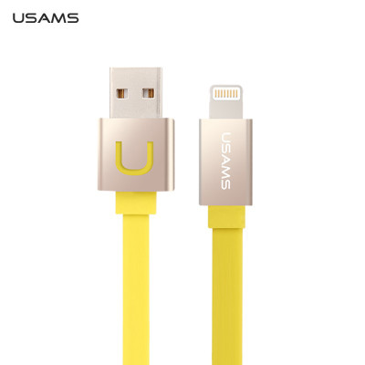 Добави още лукс USB кабели  USB кабел тип лента USAMS за Iphone 5/5s/5c/6/6plus/iPod touch 5/iPod nano 7 жълт